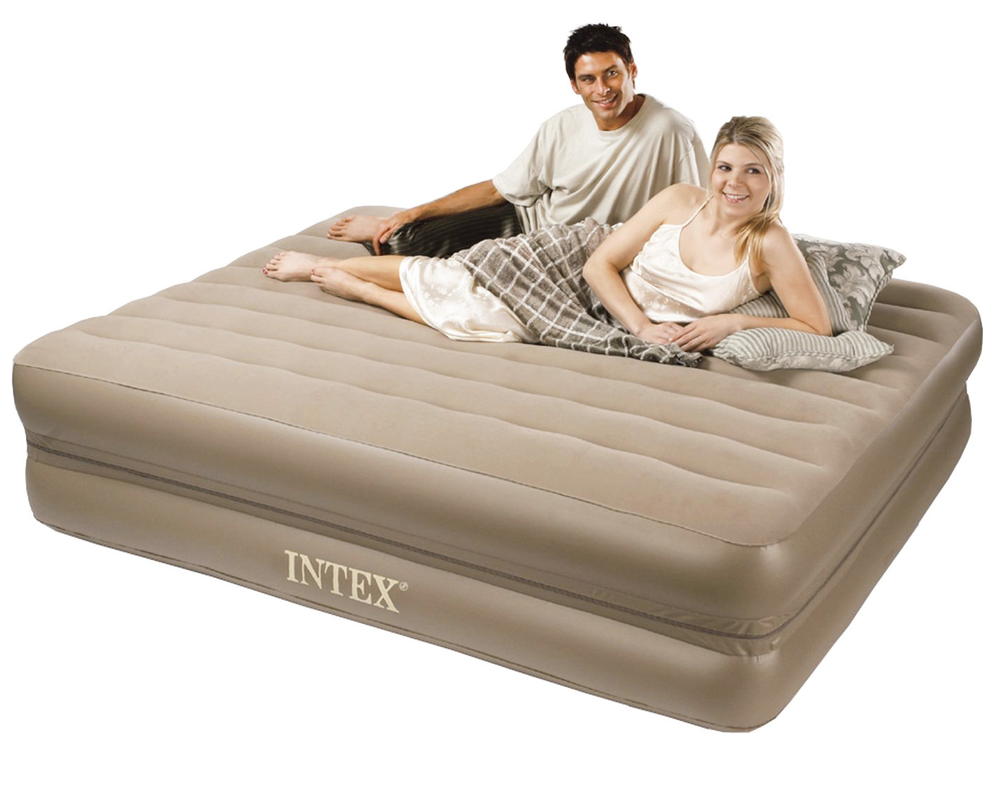 Intex Deluxe Queen Size Comfort Pillow Rest Raised Inflatable Airbed Mattress Air Bed