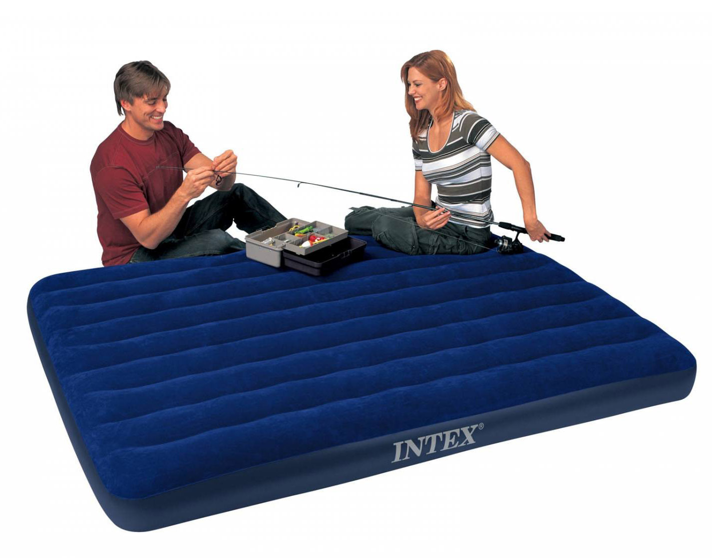 intex queen inflatable air mattress built in pillows