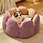 Cactus Flower Petal Shaped Pet Bed Comfy Cat Dog Nest (Purple, 40cm)