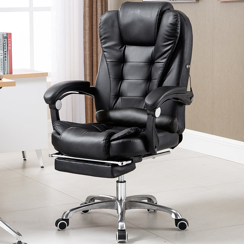Apex Deluxe Executive Reclining Office Chair with Foot Rest & Massager (Black) - Dshop.com.au