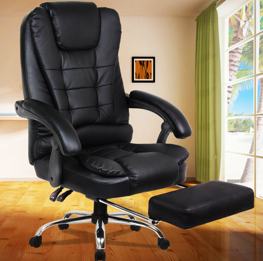 Apex Deluxe Executive Reclining Office Chair with Foot Rest & Massager (Black) - Dshop.com.au