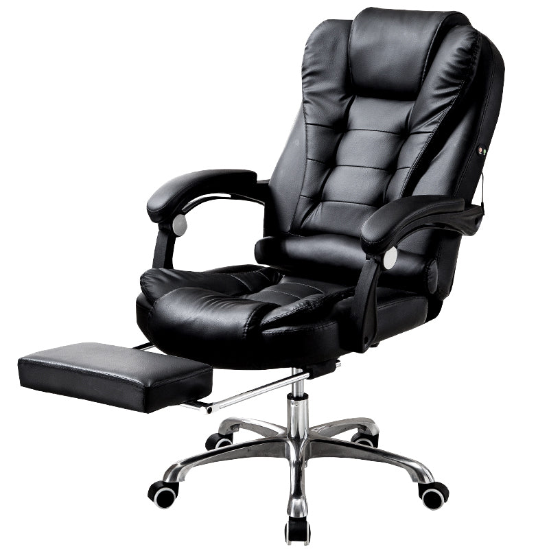 Apex Deluxe Executive Reclining Office Chair with Foot Rest & Massager (Black) - Dshop.com.au