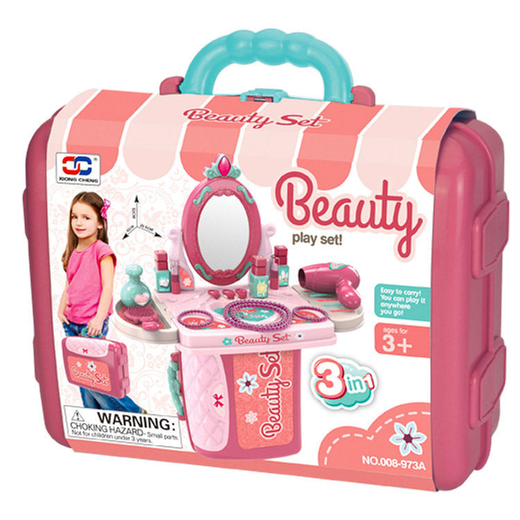 3 in 1 Beauty Dresser Vanity Table Kids Pretend Play Toy Set - Dshop.com.au