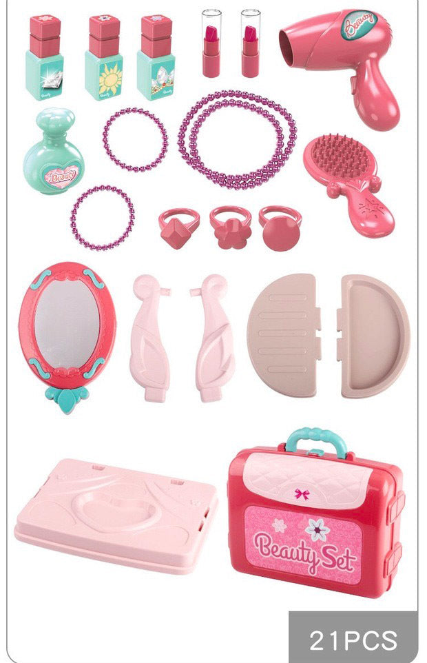 3 in 1 Beauty Dresser Vanity Table Kids Pretend Play Toy Set - Dshop.com.au