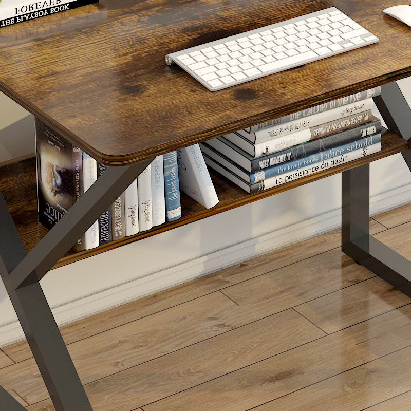 Kori Wood & Metal Computer Desk with Shelf (Rustic Wood) - 80cm
