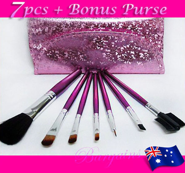 7PC Professional Beauty Make up Brush Set with Purse - Dshop.com.au
