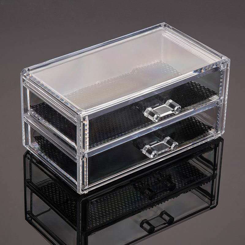 2- Drawer Crystal Cosmetic Organizer Clear Jewellery Box - Dshop.com.au