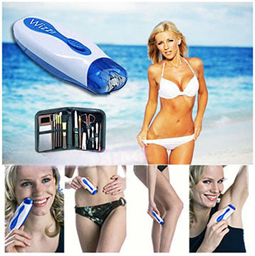 Wizz It Hair Removal Electric Tweezer Remover Manicure Set & Bag - Dshop.com.au