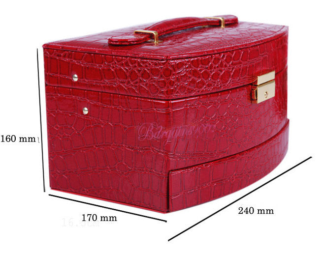 Large Luxury PU Leather Jewellery Box Storage Case (Red) - Dshop.com.au