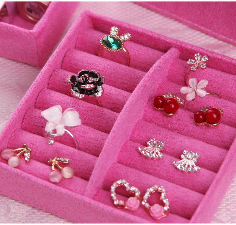 Deluxe Velvet Jewellery Box 3 Level Organiser Hot Pink - Dshop.com.au