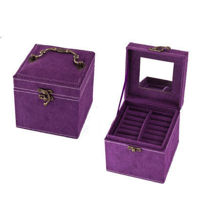 Deluxe Velvet Jewelry Box 3 Level Organiser Purple - Dshop.com.au