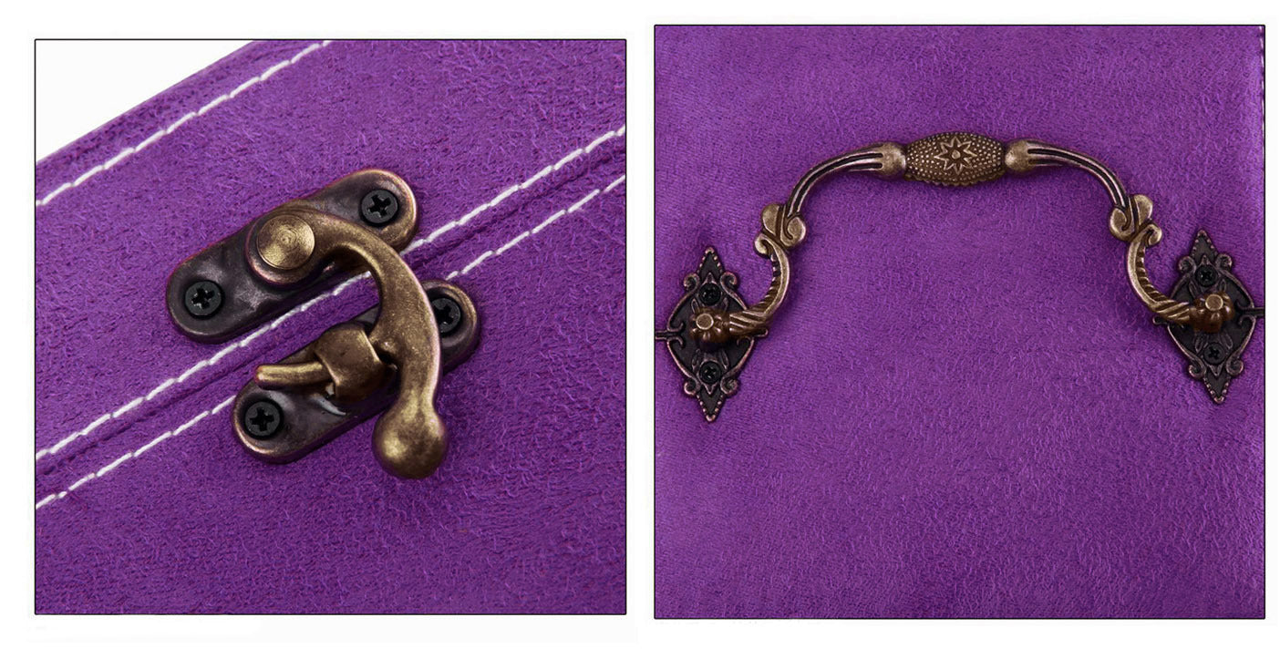 Deluxe Velvet Jewelry Box 3 Level Organiser Purple - Dshop.com.au