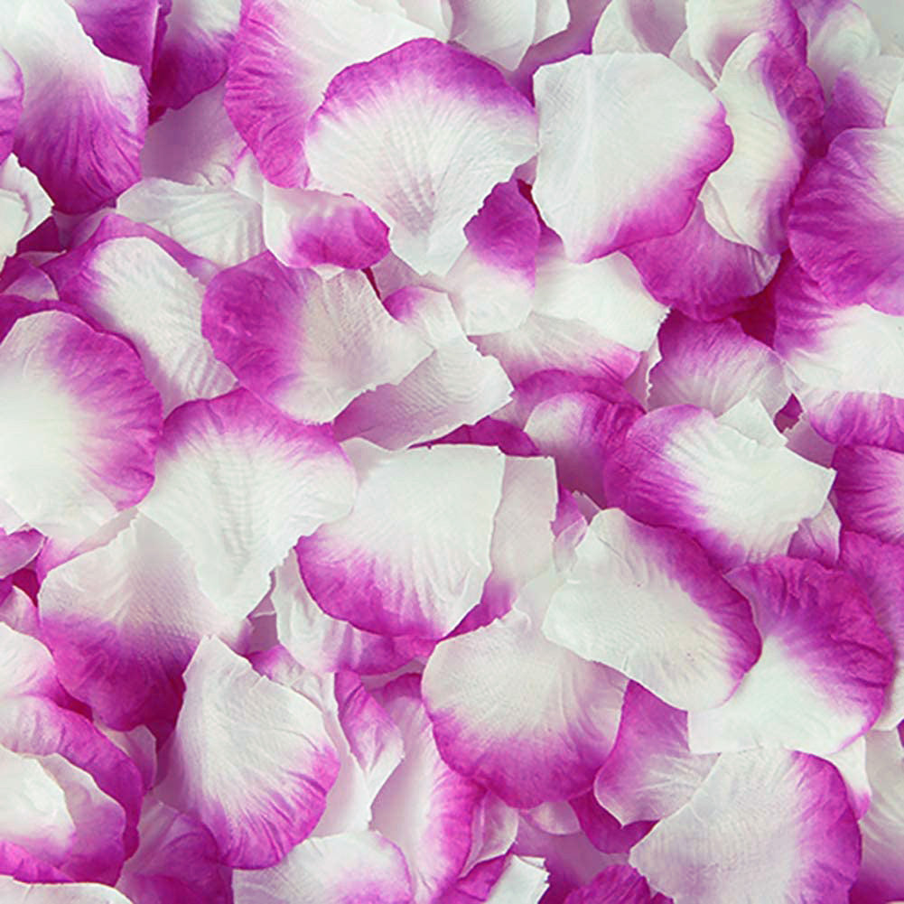 100 Wedding Bridal Flower Rose Petals (Ivory & Purple) - Dshop.com.au