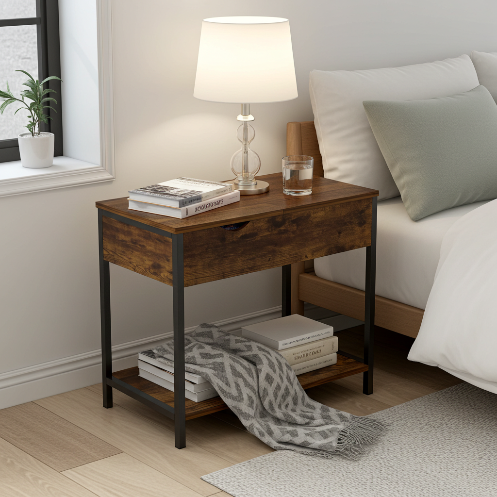 Solara Rustic Versatile Side Console Table Desk with Drawer & Shelf