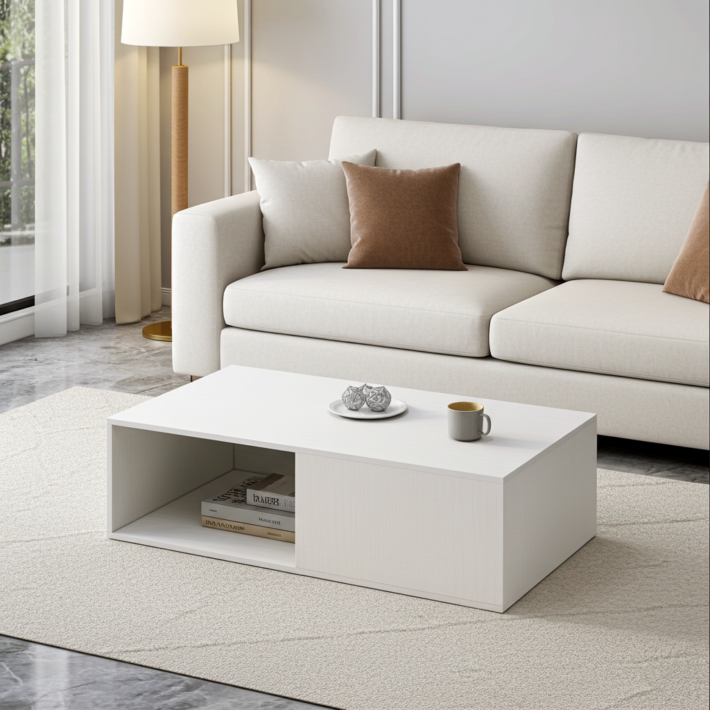Lusso Designer Wooden Coffee Table (White)
