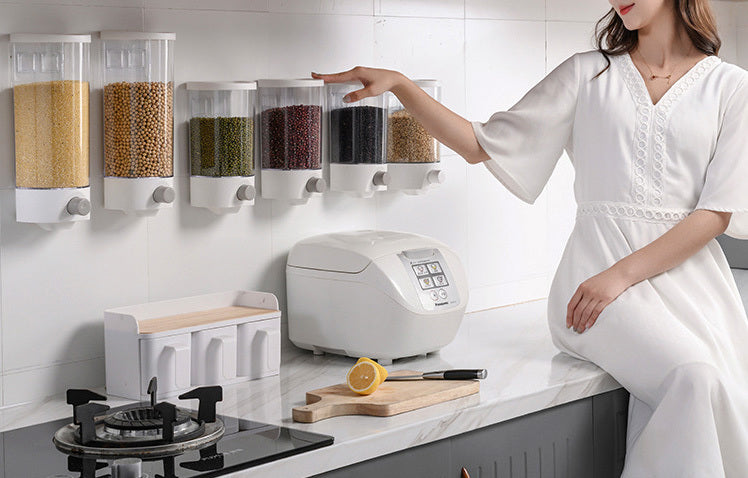 Wall-Mounted Food Dispenser Storage Box Kitchen Rice Grain Container - Dshop.com.au