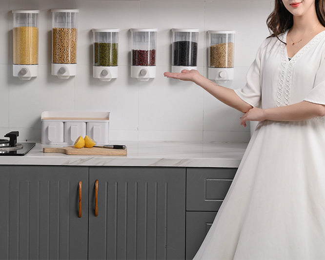 Wall-Mounted Food Dispenser Storage Box Kitchen Rice Grain Container - Dshop.com.au
