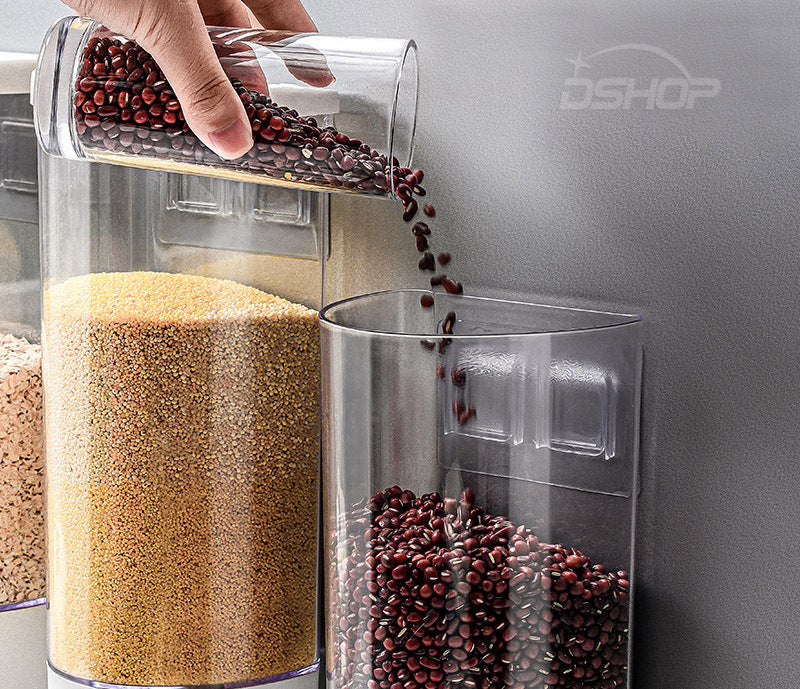Wall-Mounted Food Dispenser Storage Box Kitchen Rice Grain Container - Dshop.com.au