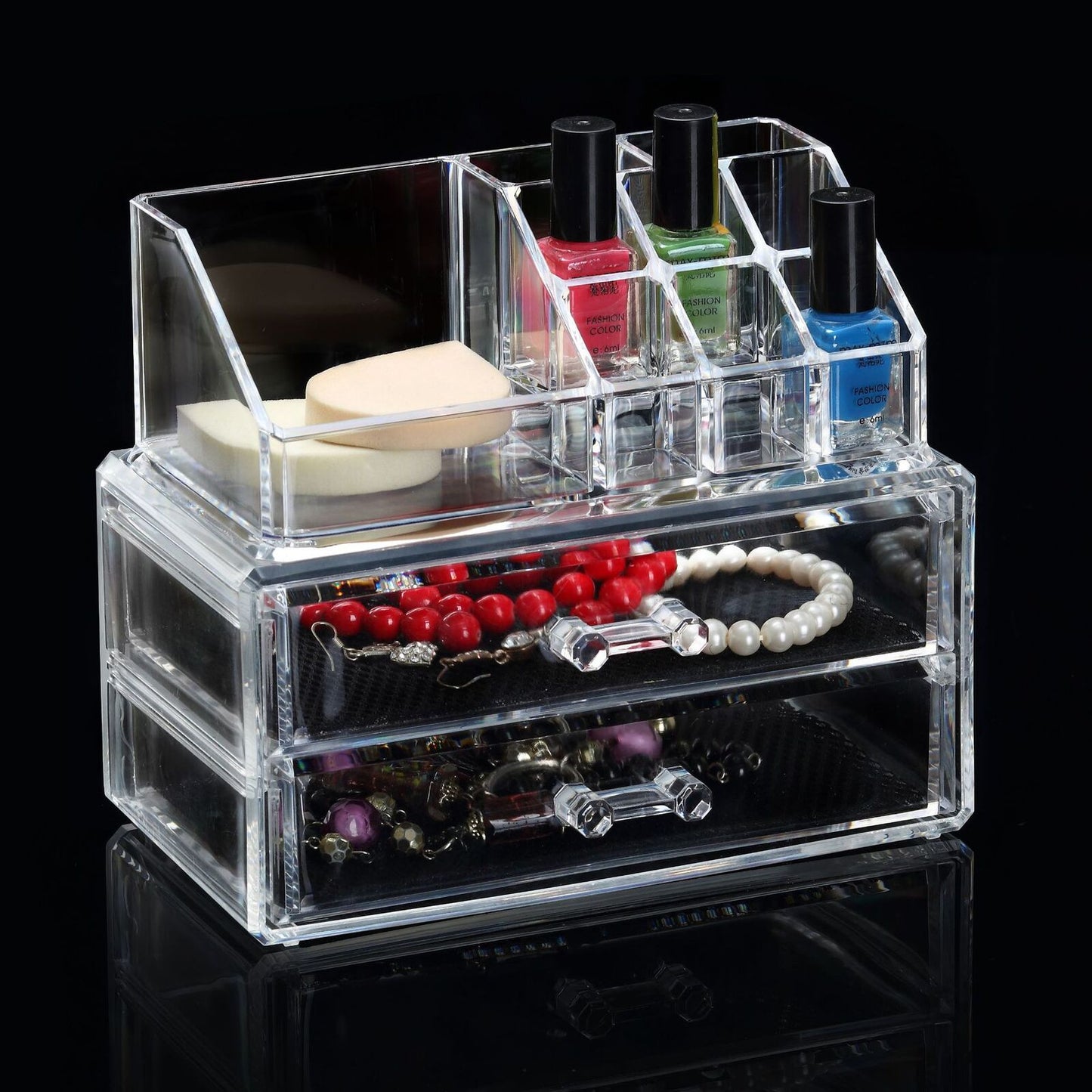 Crystal Clear Acrylic Cosmetic Organizer Makeup Storage Container Jewellery Box - Dshop.com.au