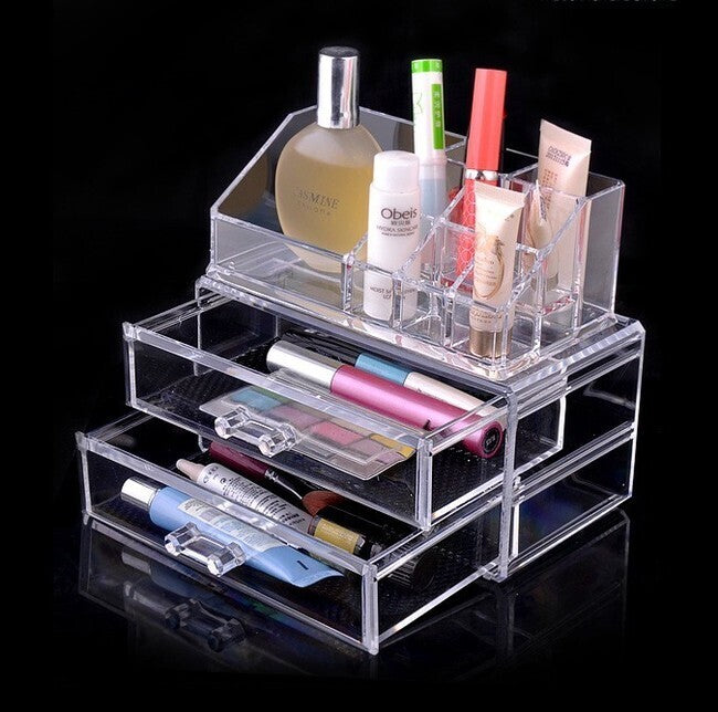 Crystal Clear Acrylic Cosmetic Organizer Makeup Storage Container Jewellery Box - Dshop.com.au