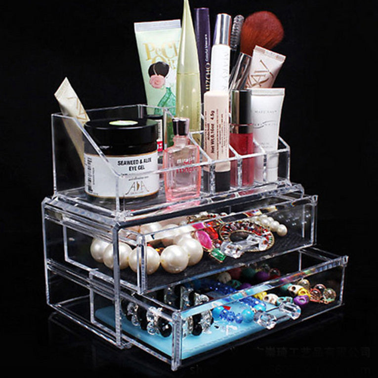 Crystal Clear Acrylic Cosmetic Organizer Makeup Storage Container Jewellery Box - Dshop.com.au
