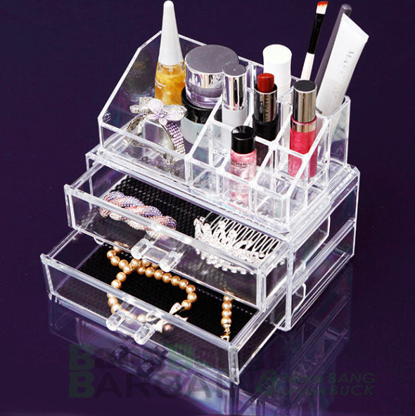 Crystal Clear Acrylic Cosmetic Organizer Makeup Storage Container Jewellery Box - Dshop.com.au