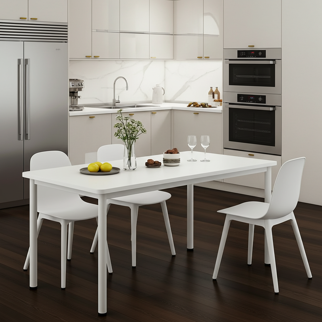 Heritage Industrial White Wood & Metal Dining Table 120cm