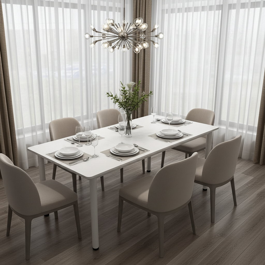 Heritage Industrial White Wood & Metal Dining Table 120cm