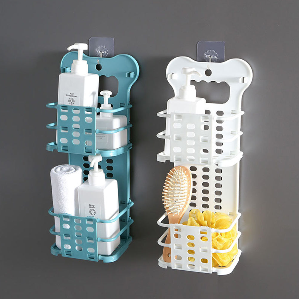 Folding Storage Basket Bathroom Shelf Kitchen Organiser (White) - Dshop.com.au