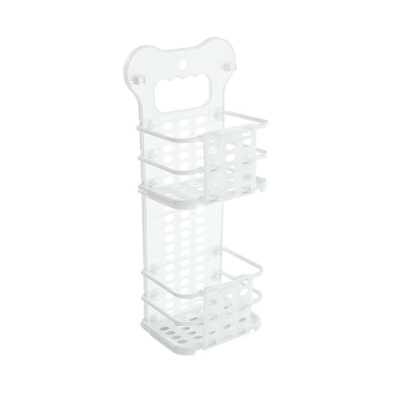 Folding Storage Basket Bathroom Shelf Kitchen Organiser (White) - Dshop.com.au