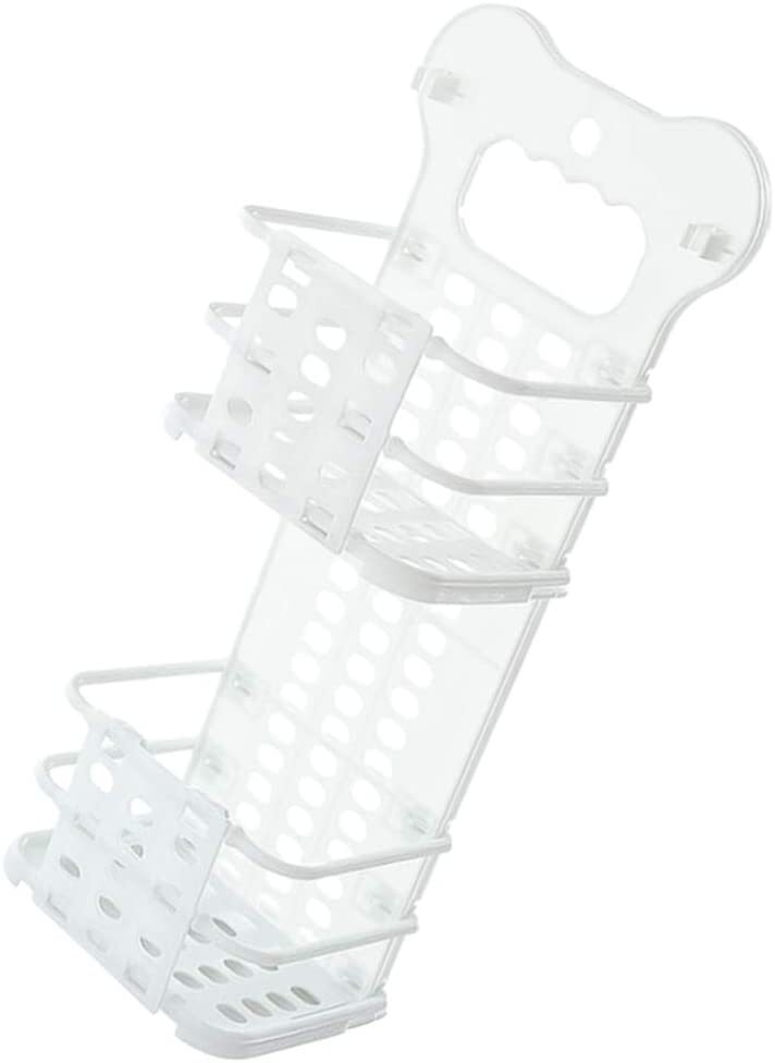 Folding Storage Basket Bathroom Shelf Kitchen Organiser (White) - Dshop.com.au