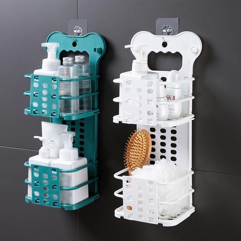 Folding Storage Basket Bathroom Shelf Kitchen Organiser (White) - Dshop.com.au