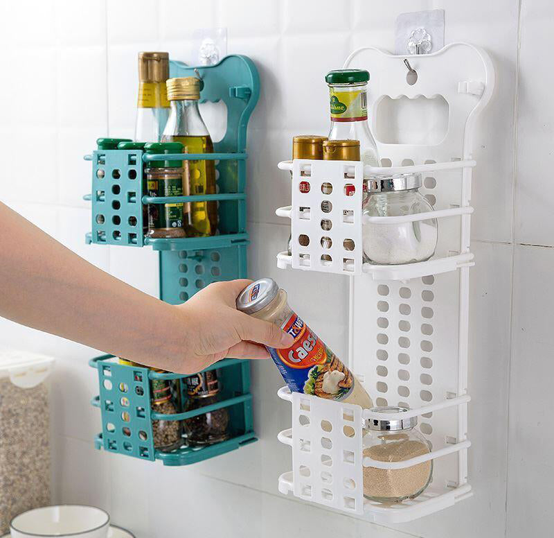 Folding Storage Basket Bathroom Shelf Kitchen Organiser (White) - Dshop.com.au