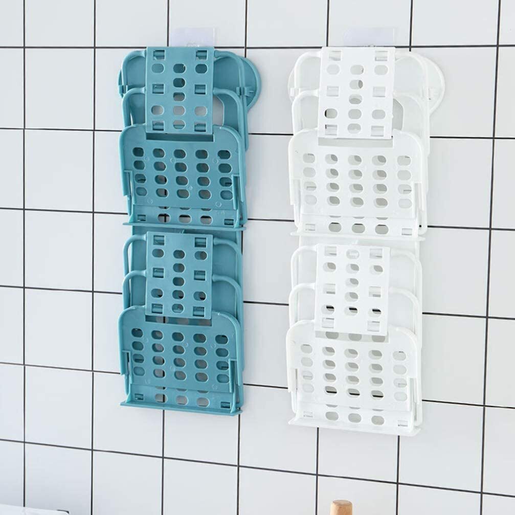 Folding Storage Basket Bathroom Shelf Kitchen Organiser (White) - Dshop.com.au