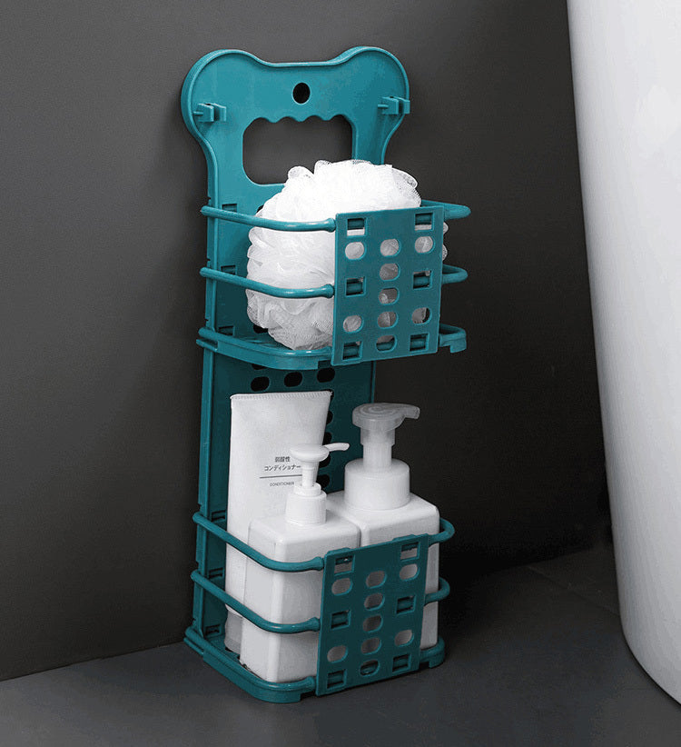 Folding Storage Basket Bathroom Shelf Kitchen Organiser (White) - Dshop.com.au