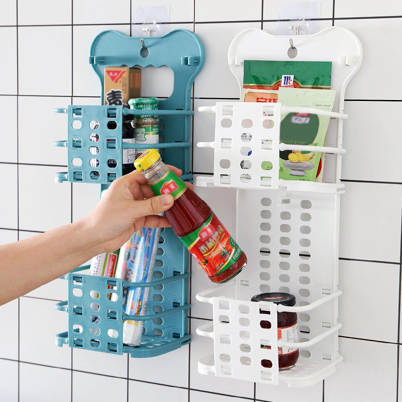 Folding Storage Basket Bathroom Shelf Kitchen Organiser (White) - Dshop.com.au