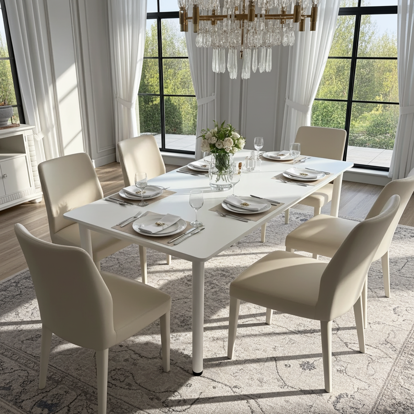 Heritage Industrial White Wood & Metal Dining Table 120cm