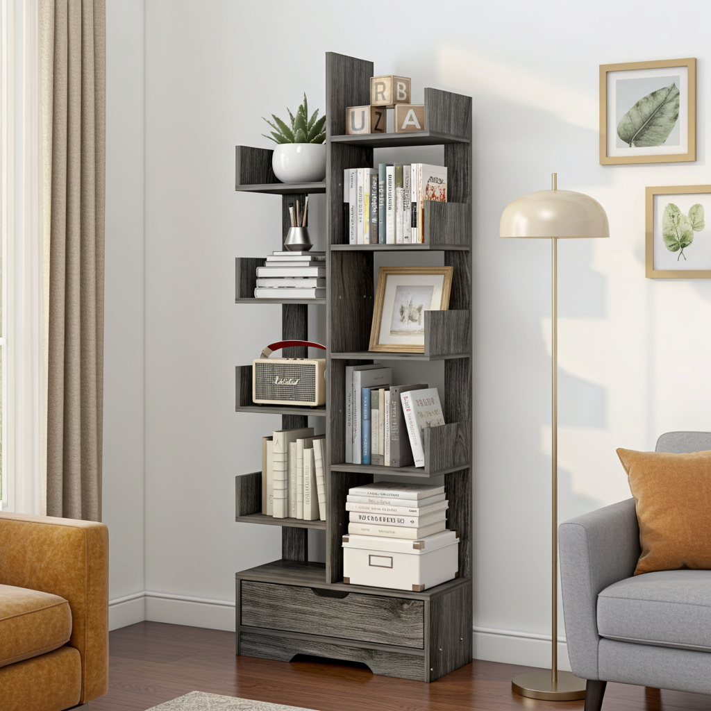 8-Tier 11-Shelf Display Storage Utility Book Shelf Bookcase Shelving (Driftwood Grey)