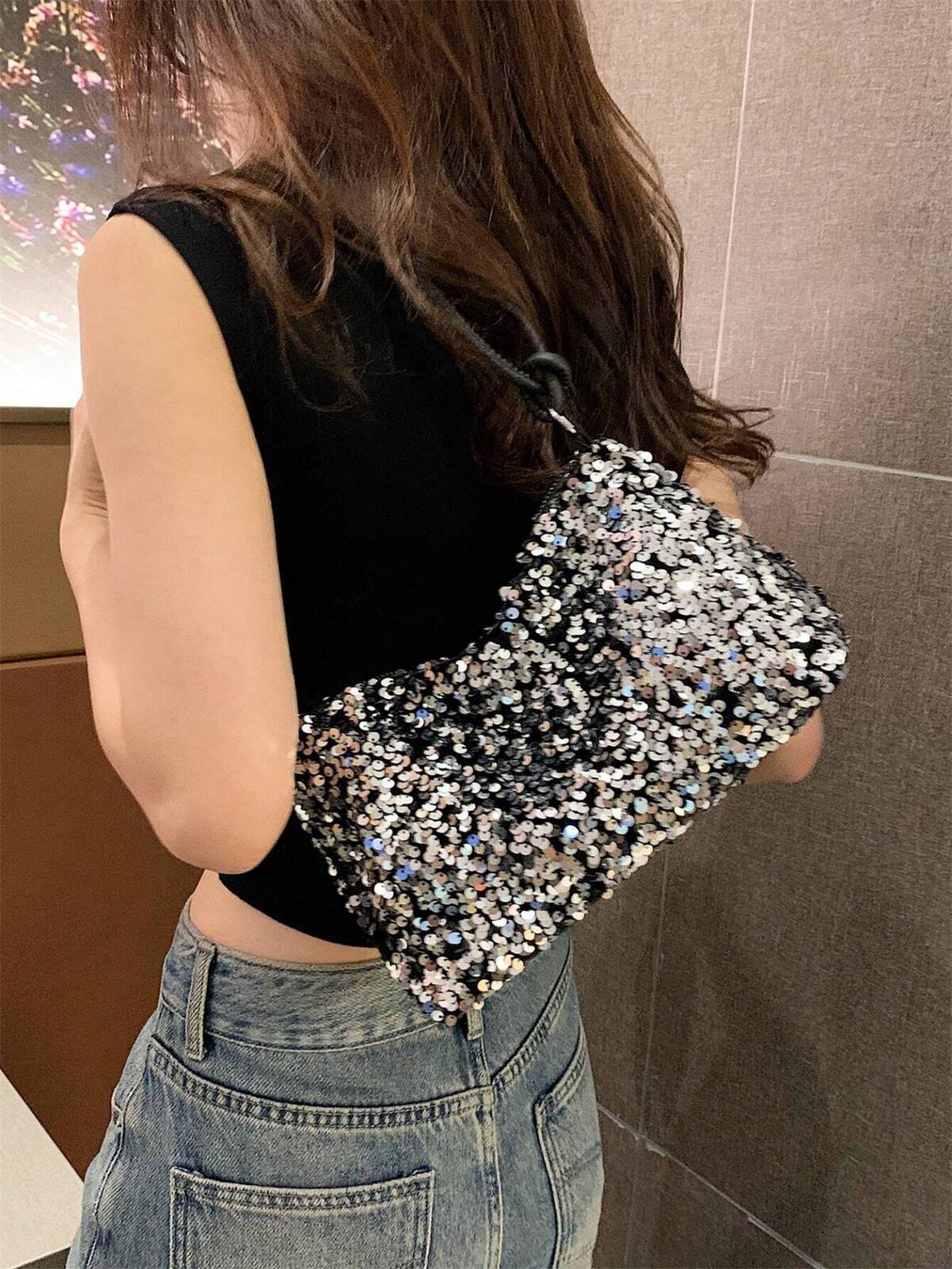 Luxury Sequined Designer Handbag Glitter Sparkle Evening Bag Clutch Purse - Dshop.com.au