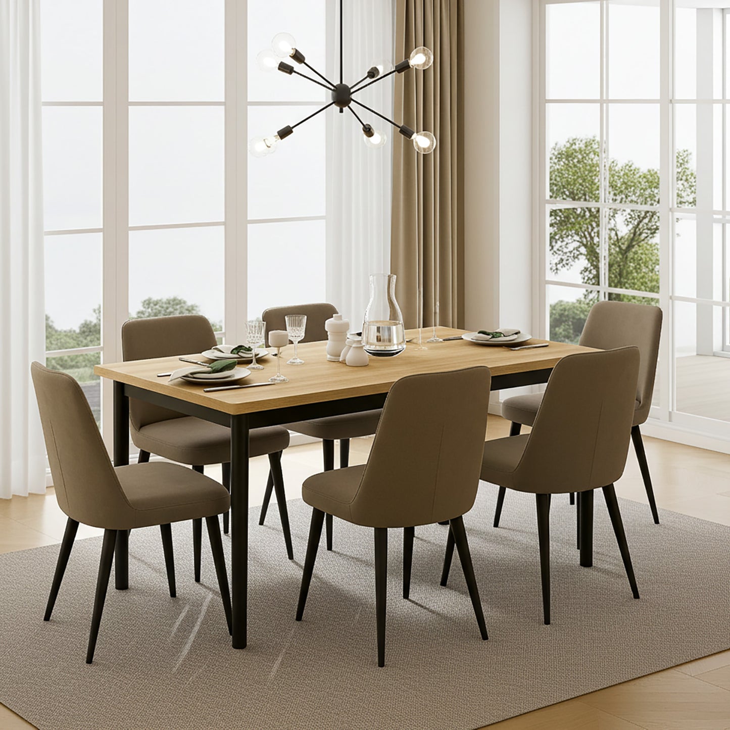 Heritage Industrial Rustic Oak Wood & Metal Dining Table 120cm