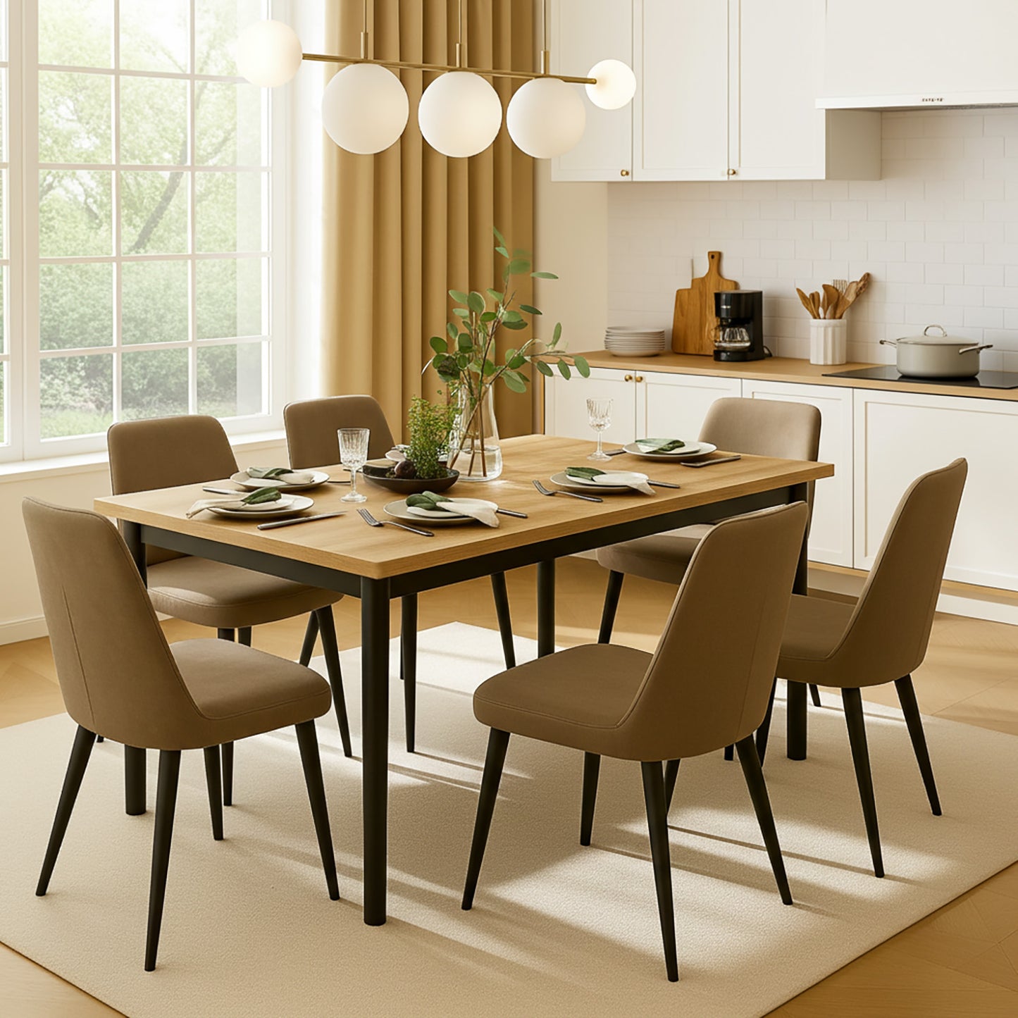 Heritage Industrial Rustic Oak Wood & Metal Dining Table 120cm