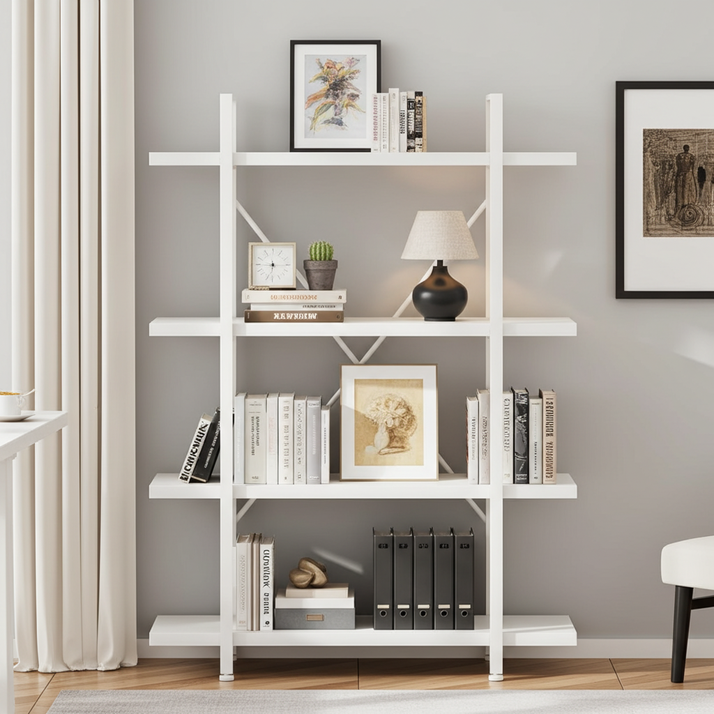 Envision 4-Tier Bookcase Storage Shelf Organizer (White)