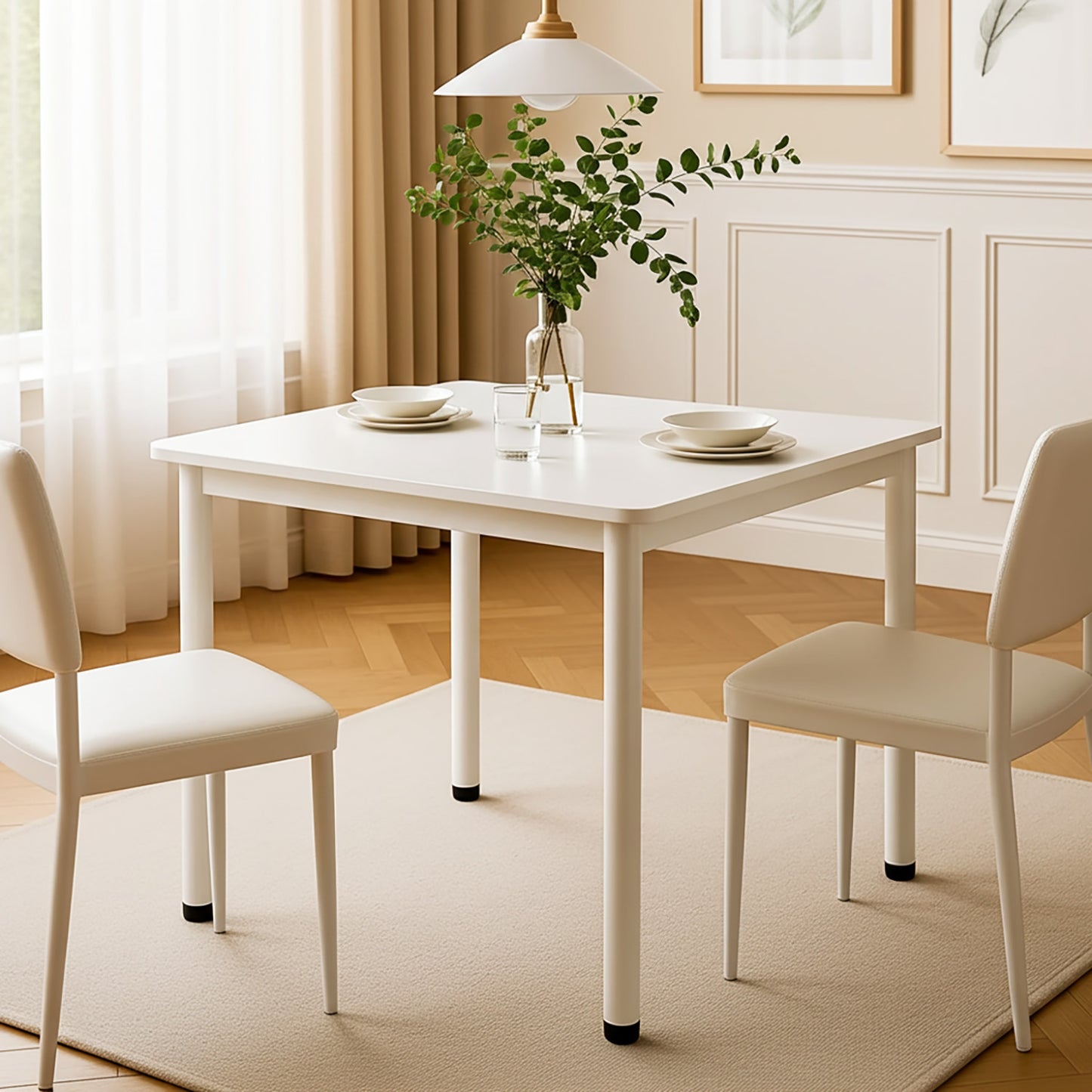 Harbor Industrial White Wood & Steel Dining Table Square 80cm