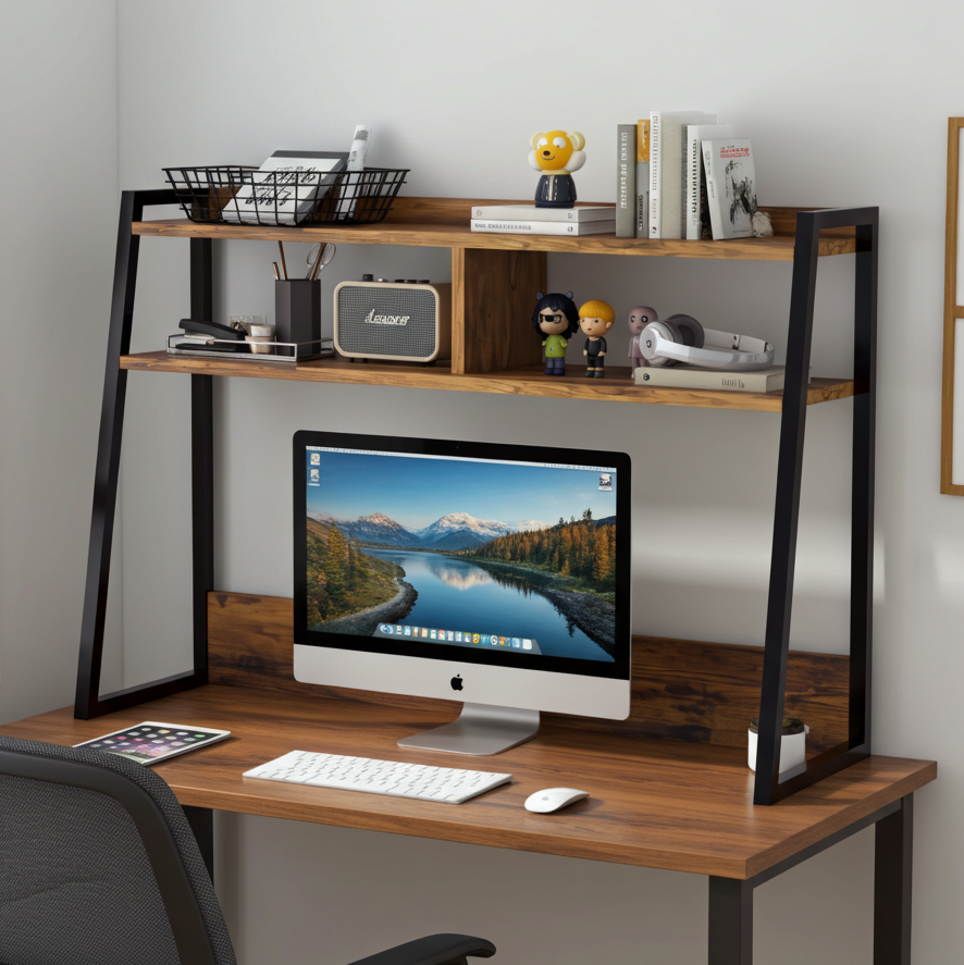 Zion Large Versatile Desk Hutch Storage Shelf Unit Organizer (Rustic Wood)