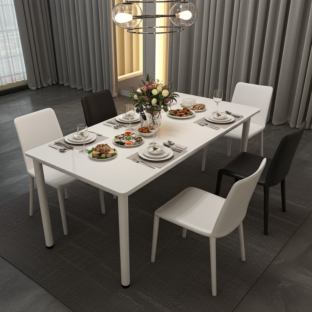 Heritage Industrial White Wood & Metal Dining Table 120cm