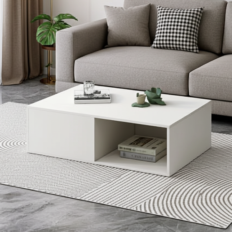 Lusso Designer Wooden Coffee Table (White)