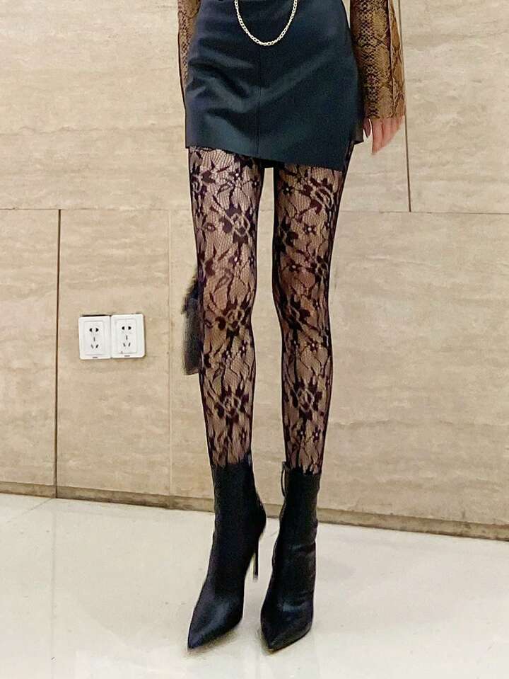 Deluxe Floral Patterned Pantyhose Stockings Leggings