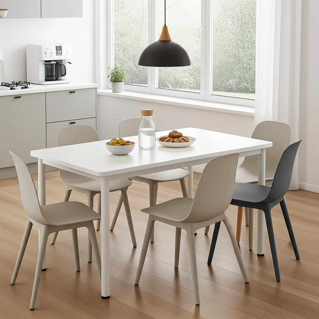 Heritage Industrial White Wood & Metal Dining Table 120cm