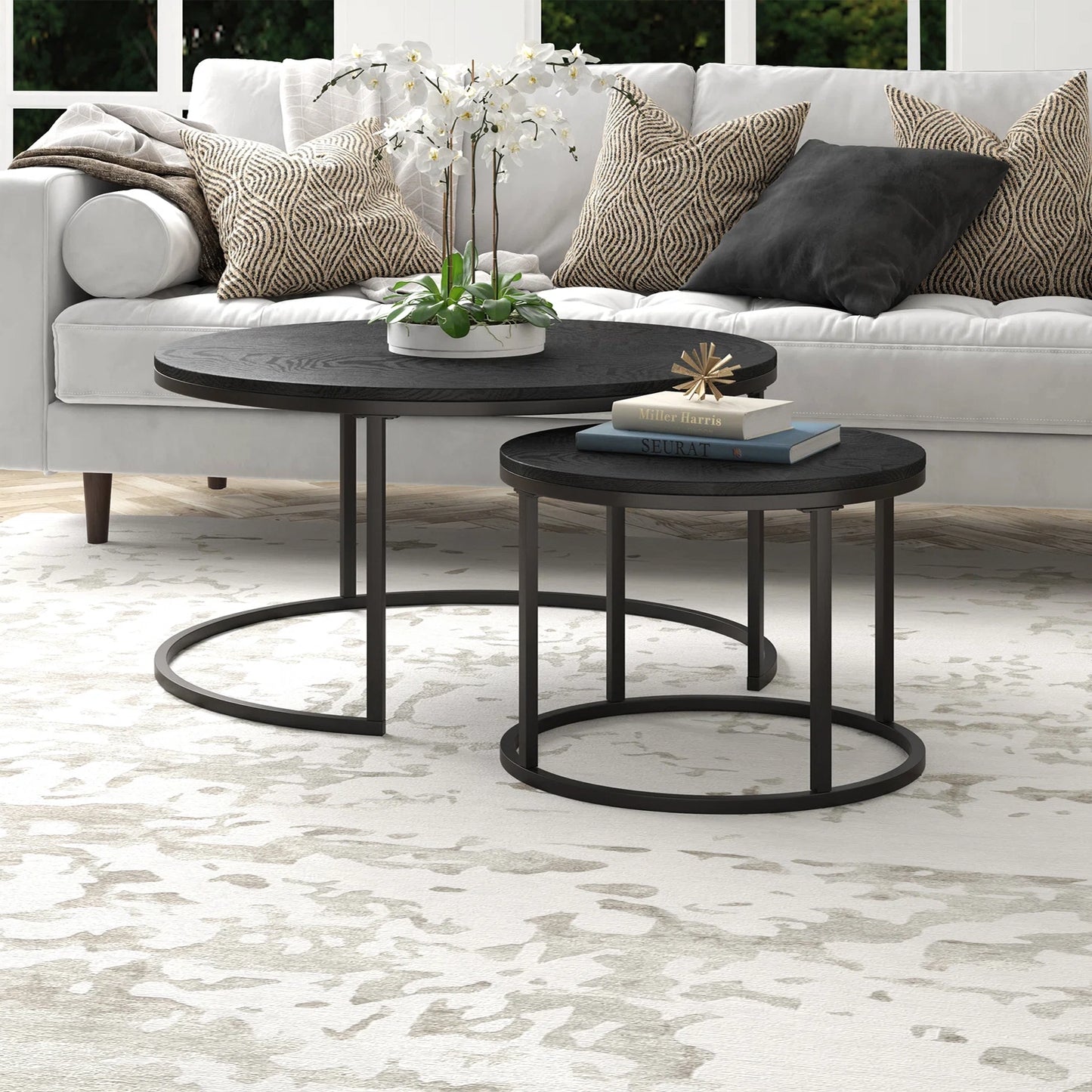 2-Piece Designer Nesting Round Coffee Table Set