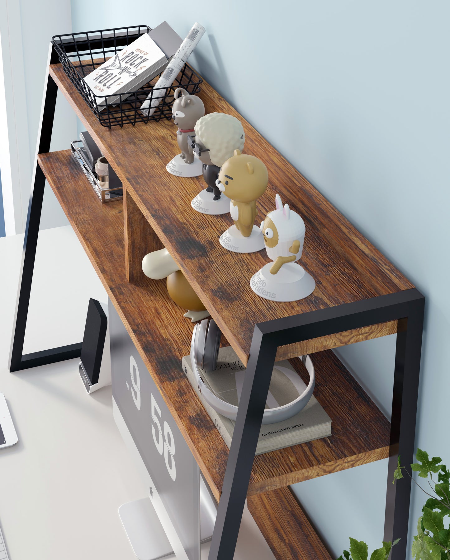 Zion Large Versatile Desk Hutch Storage Shelf Unit Organizer (Rustic Wood)